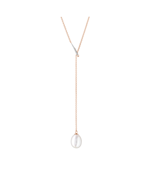 Gold-plated silver chain with pearls and zircons