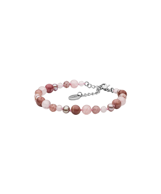 Bracelet with rhodonite, agate and rose quartz