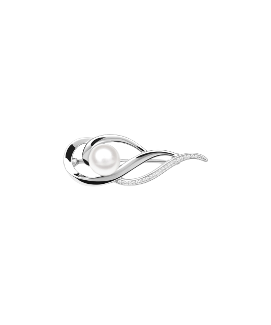 Sterling silver  brooch with pearl and zircons