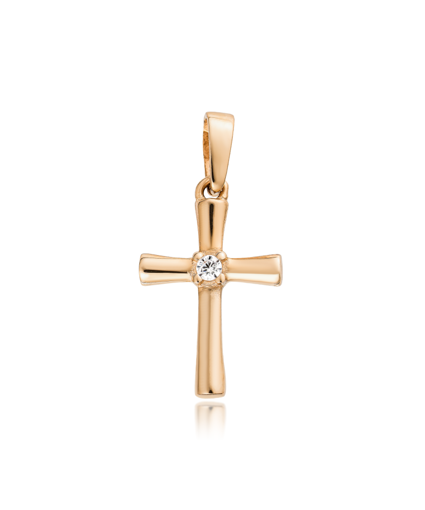 Gold pendant with zircons "cross"
