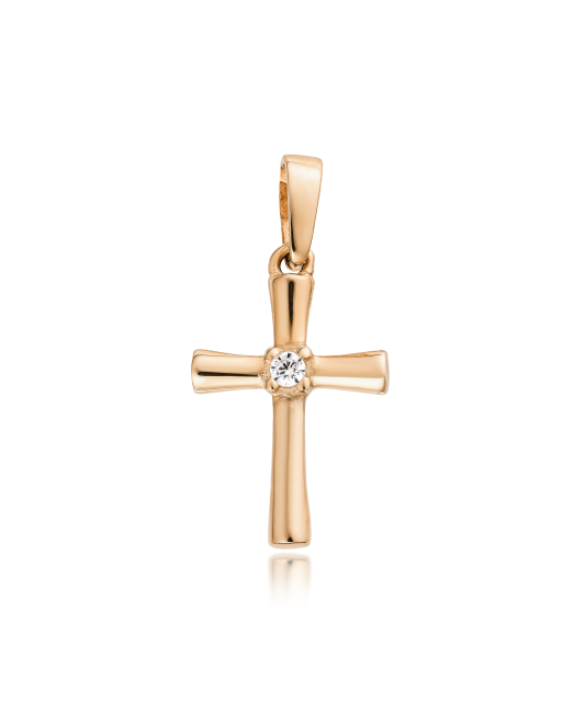 Gold pendant with zircons "cross"