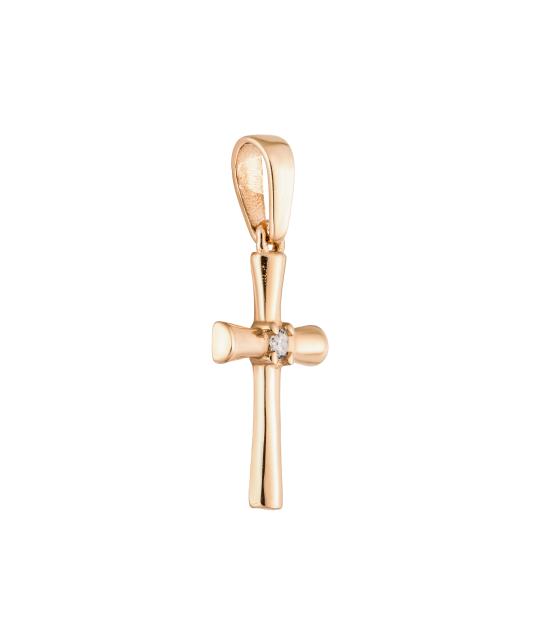 Gold pendant with zircons "cross"