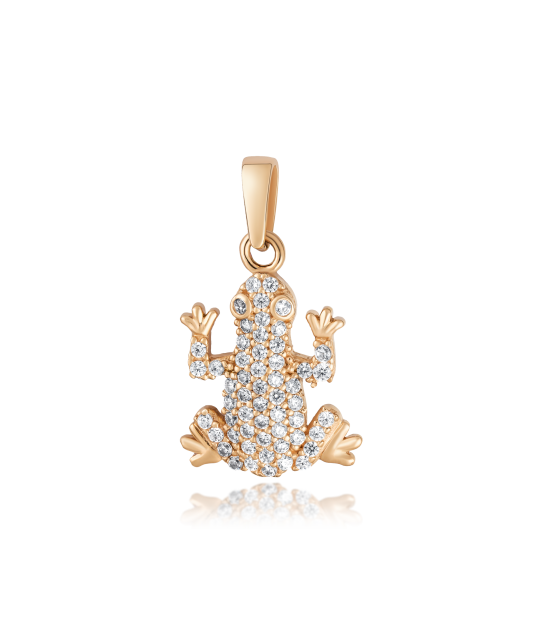 Gold pendant with zircons "Frog"