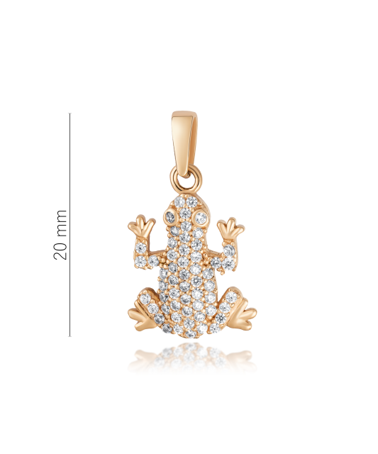 Gold pendant with zircons "Frog"