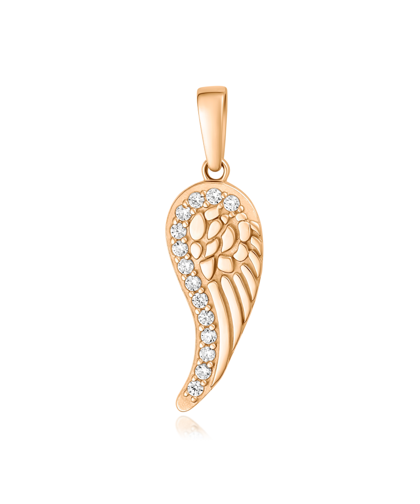 Gold pendant with zircons "Angel Wing"