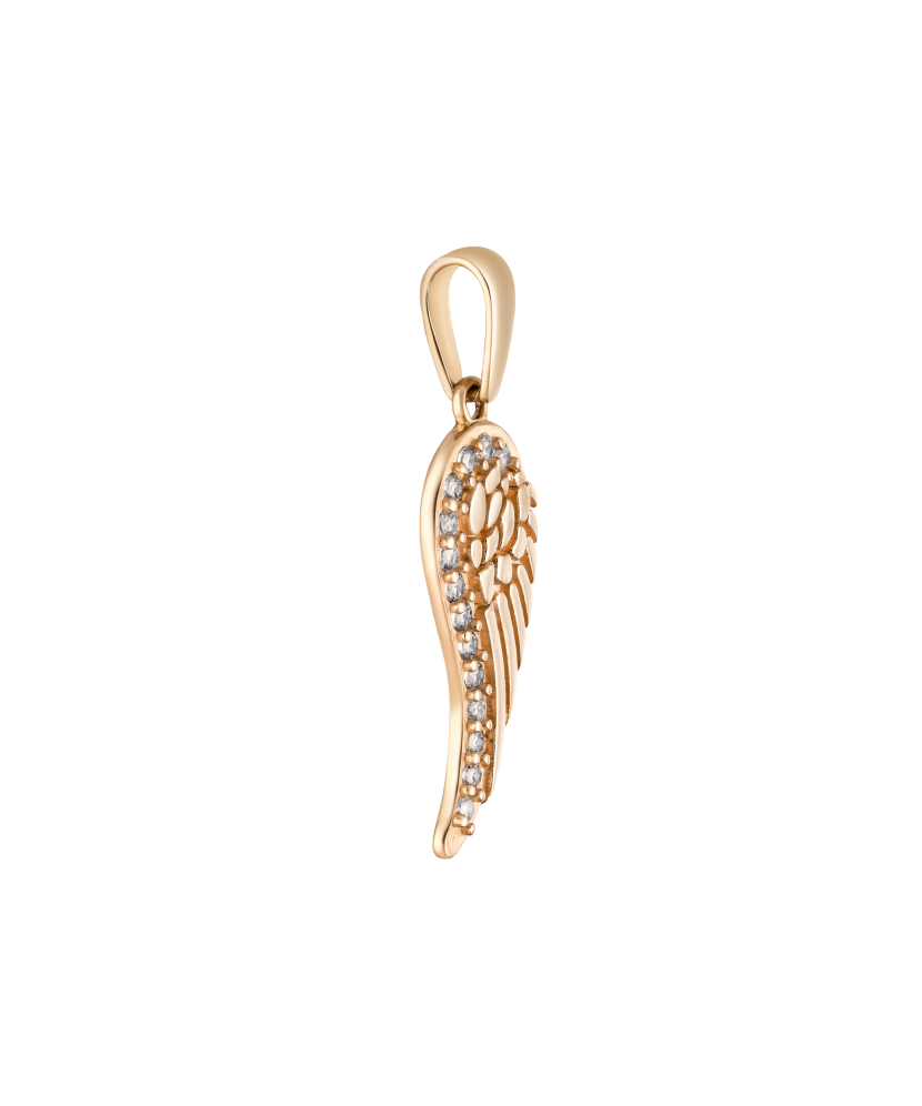 Gold pendant with zircons "Angel Wing"