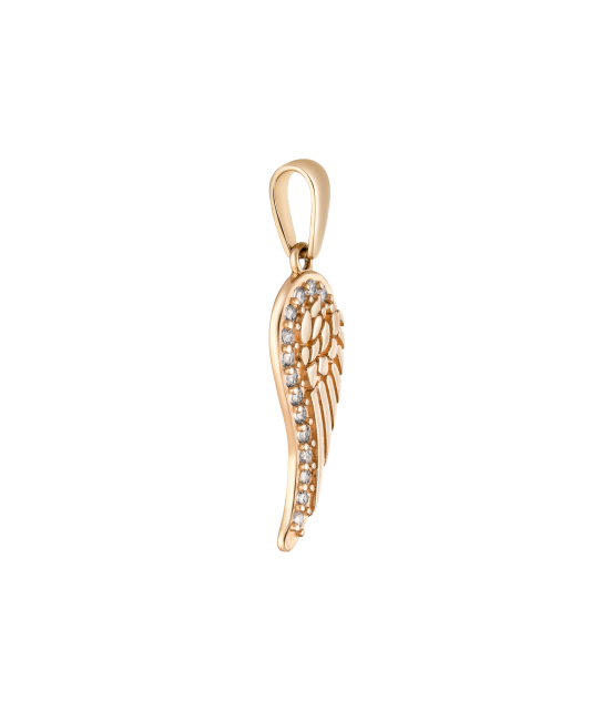Gold pendant with zircons "Angel Wing"