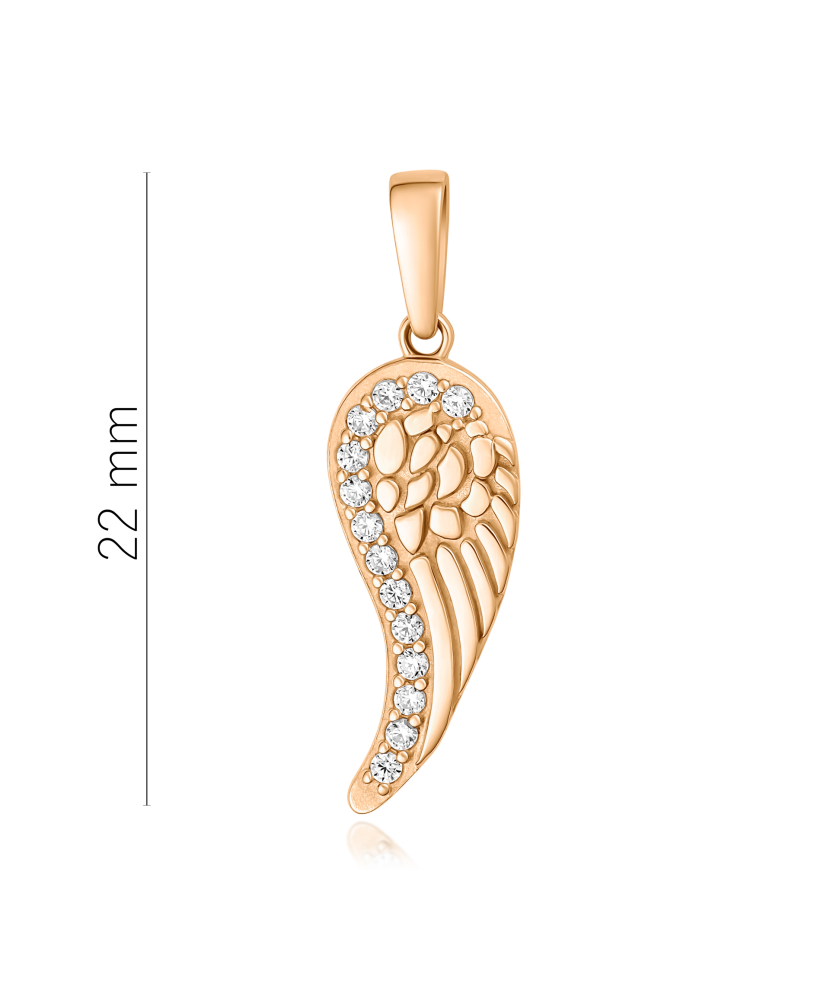 Gold pendant with zircons "Angel Wing"
