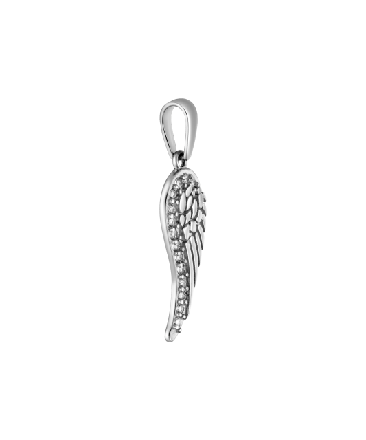 White gold pendant with zircons "Angel Wing"