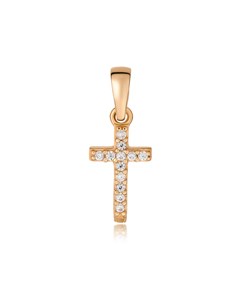 Gold pendant with zircons "cross"