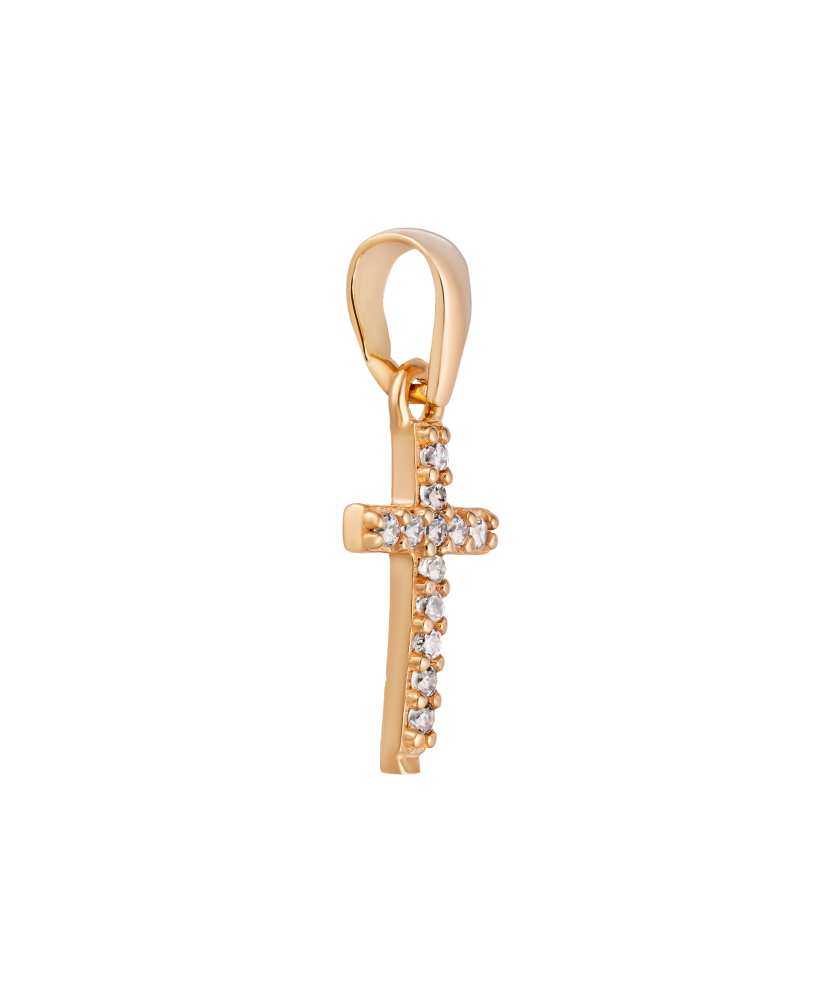 Gold pendant with zircons "cross"