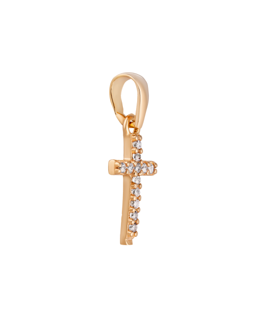 Gold pendant with zircons "cross"