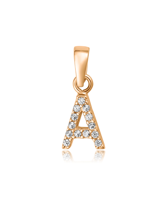 Gold pendant with zircons Letter A
