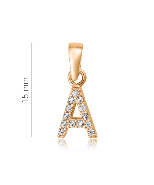 Gold pendant with zircons Letter A