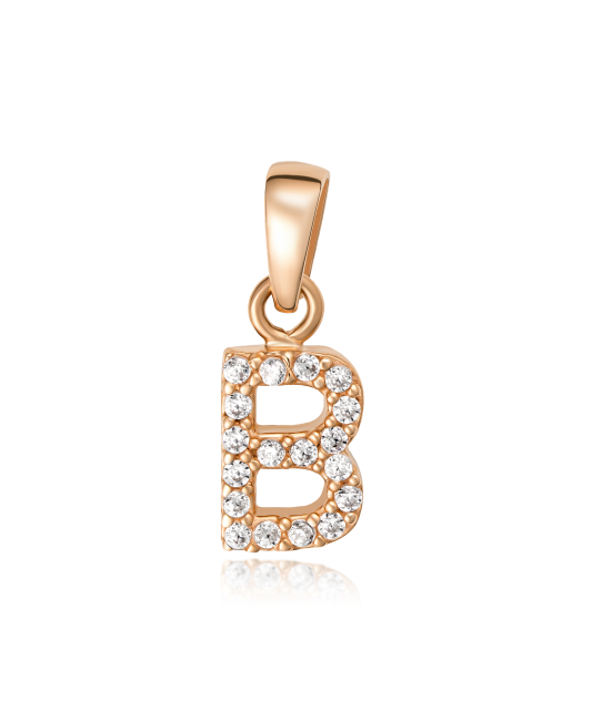 Gold pendant with zircons Letter B