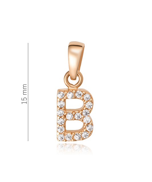 Gold pendant with zircons Letter B