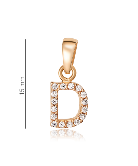 Gold pendant with zircons Letter D