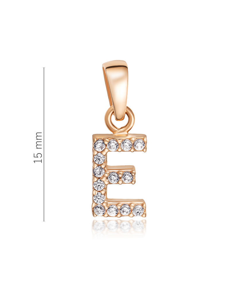 Gold pendant with zircons Letter E