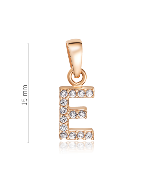 Gold pendant with zircons Letter E