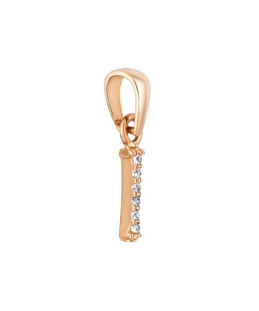 Gold pendant with zircons Letter I