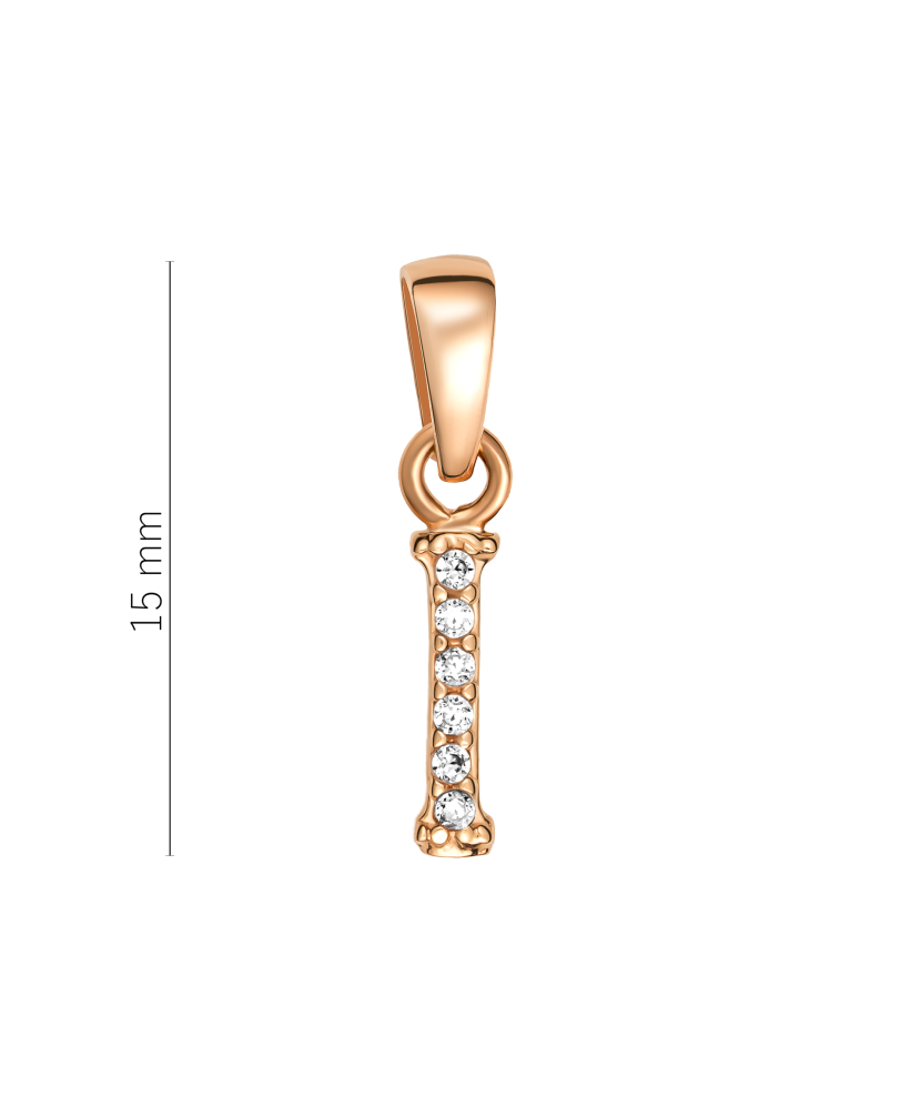 Gold pendant with zircons Letter I