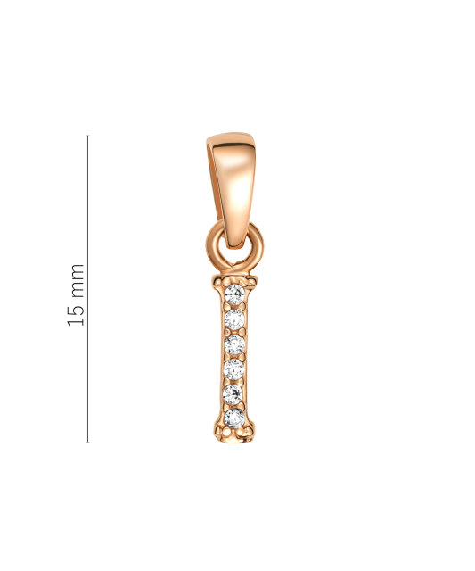 Gold pendant with zircons Letter I