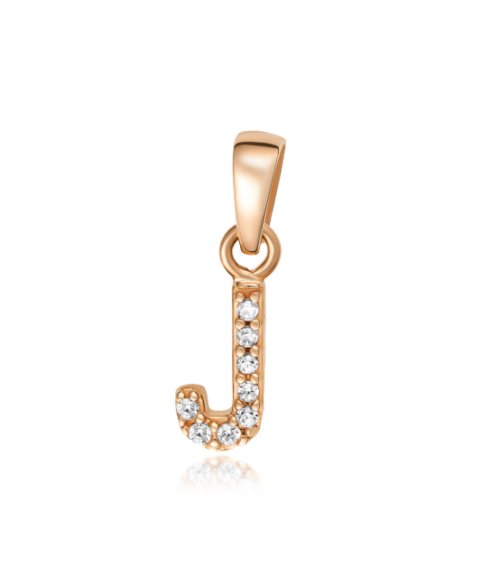 Gold pendant with zircons Letter J