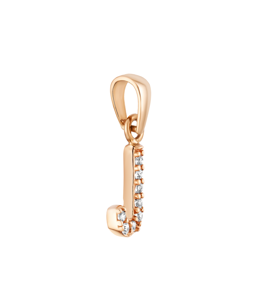 Gold pendant with zircons Letter J