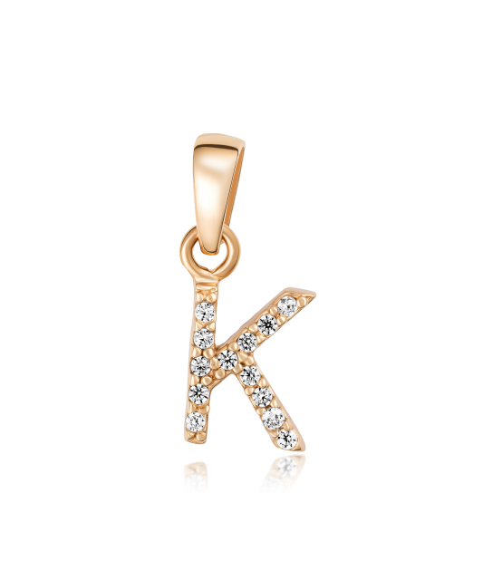 Gold pendant with zircons Letter K