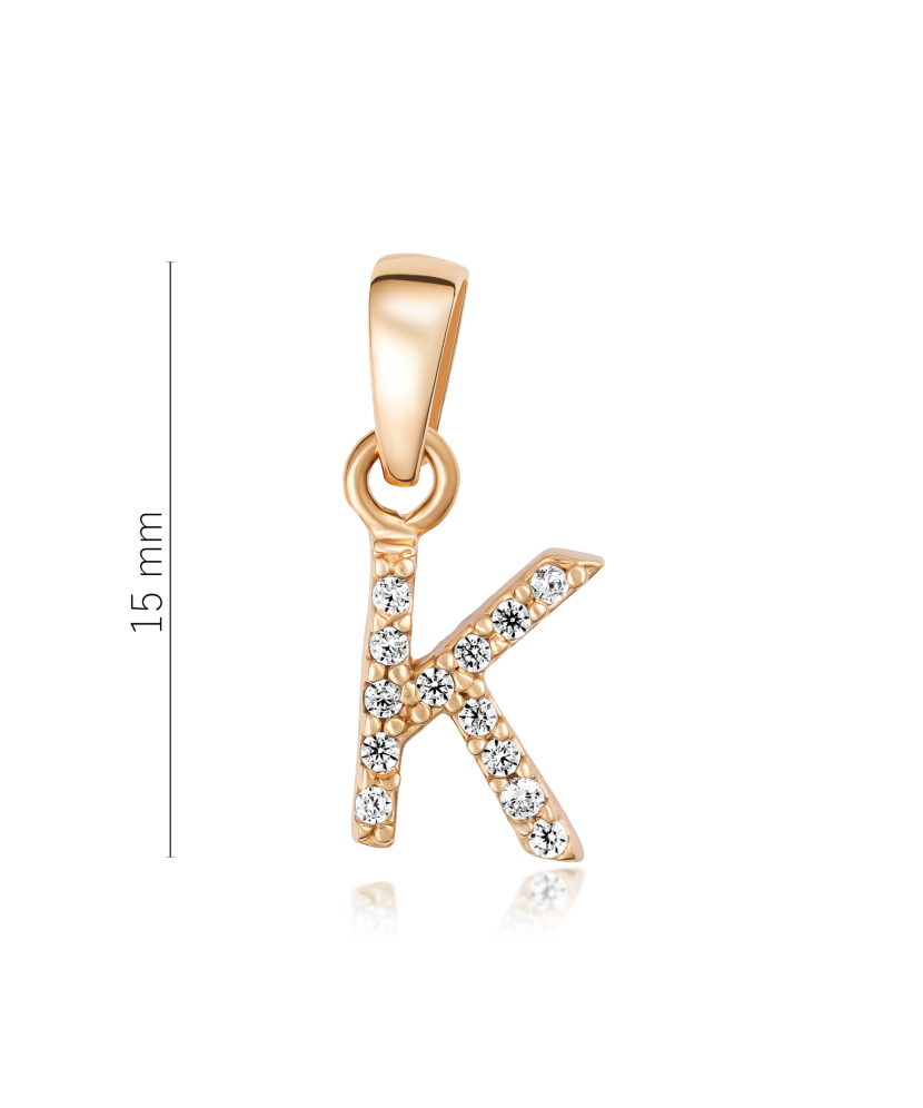 Gold pendant with zircons Letter K