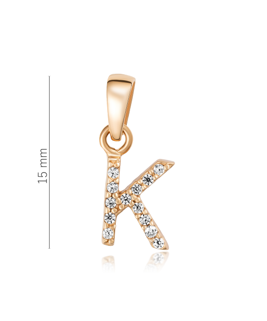 Gold pendant with zircons Letter K