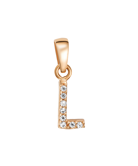 Gold pendant with zircons Letter L
