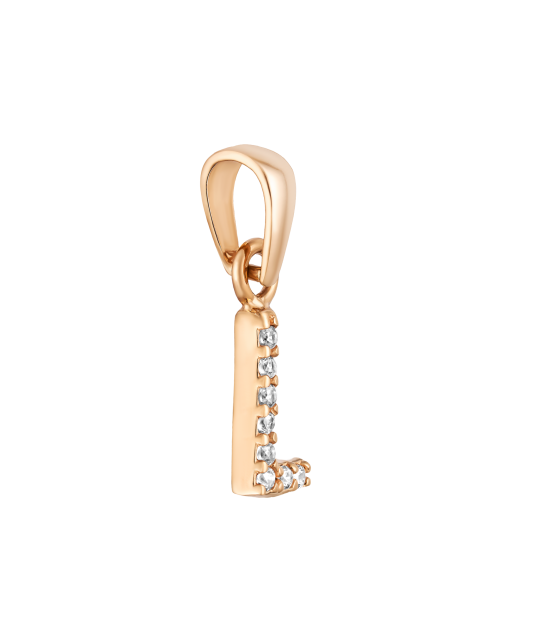 Gold pendant with zircons Letter L