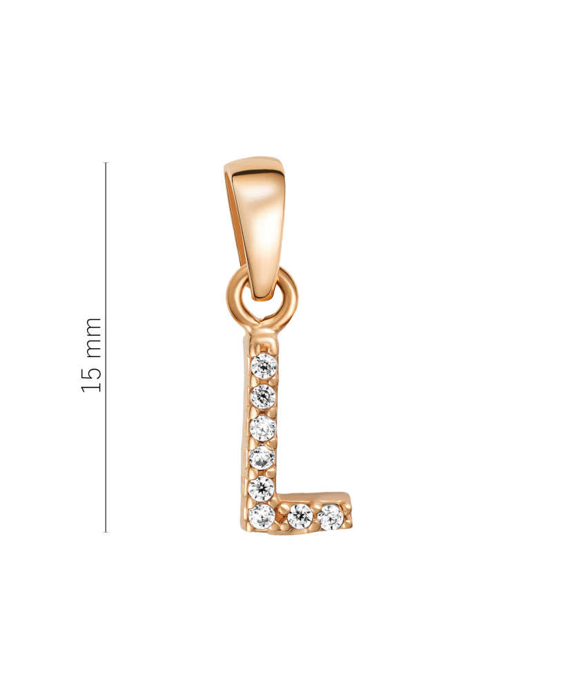 Gold pendant with zircons Letter L