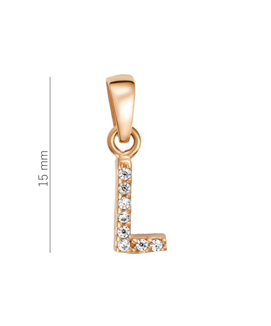 Gold pendant with zircons Letter L