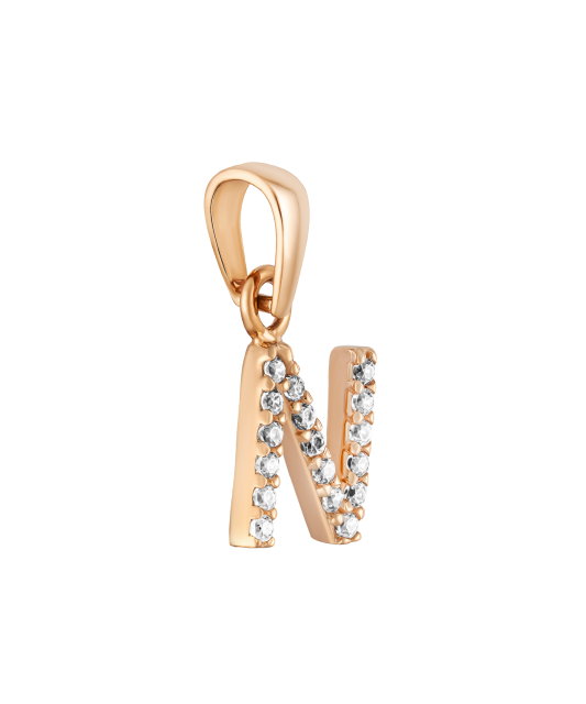 Золотой подвеска с цирконами буква N