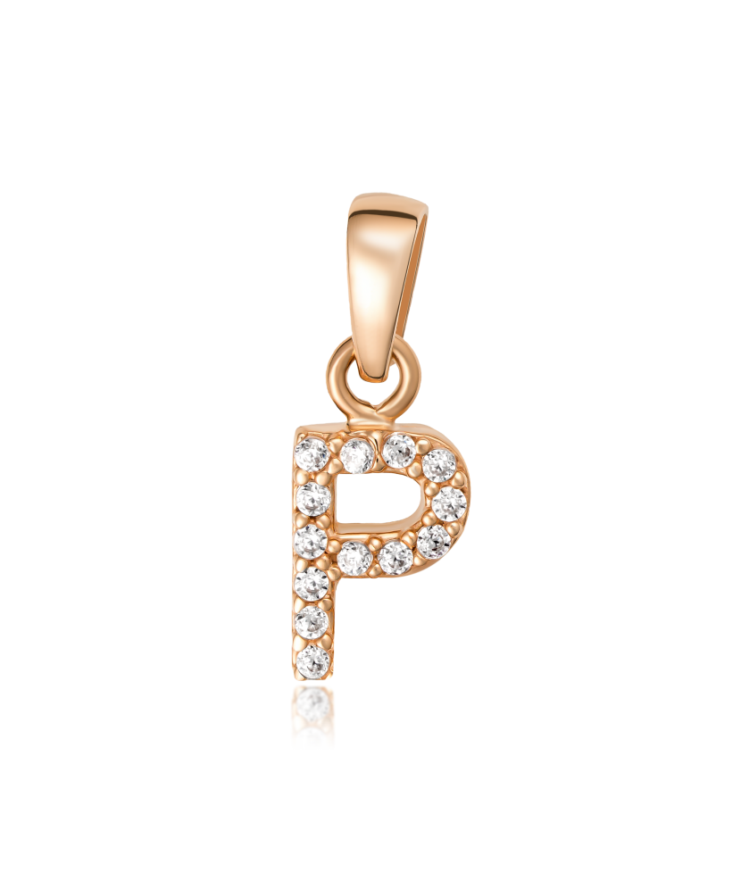 Gold pendant with zircons Letter P