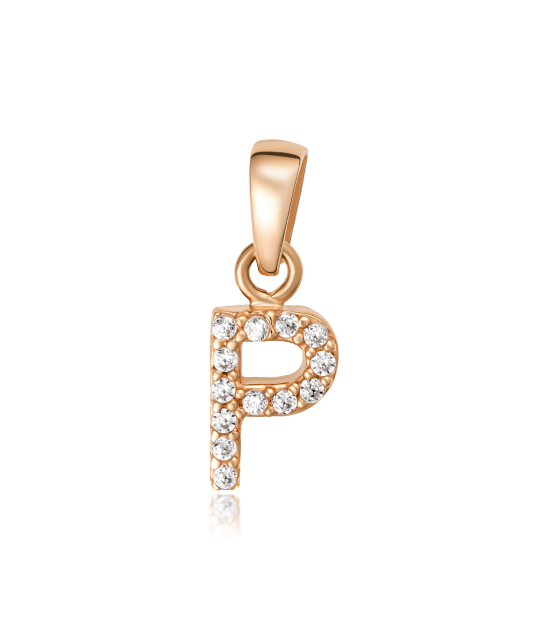 Gold pendant with zircons Letter P
