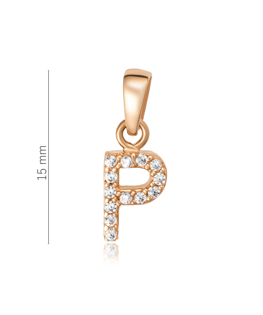 Gold pendant with zircons Letter P