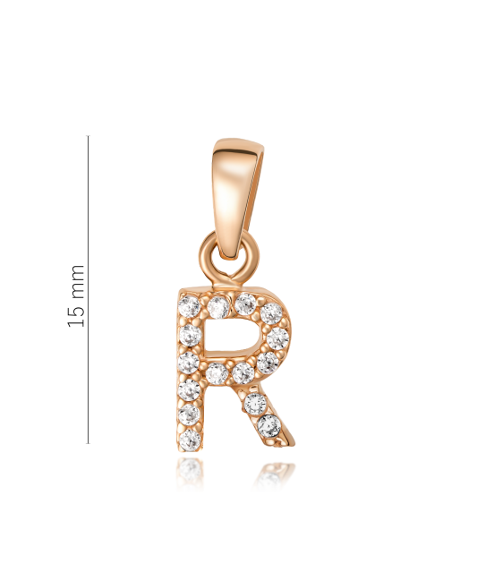 Gold pendant with zircons Letter R