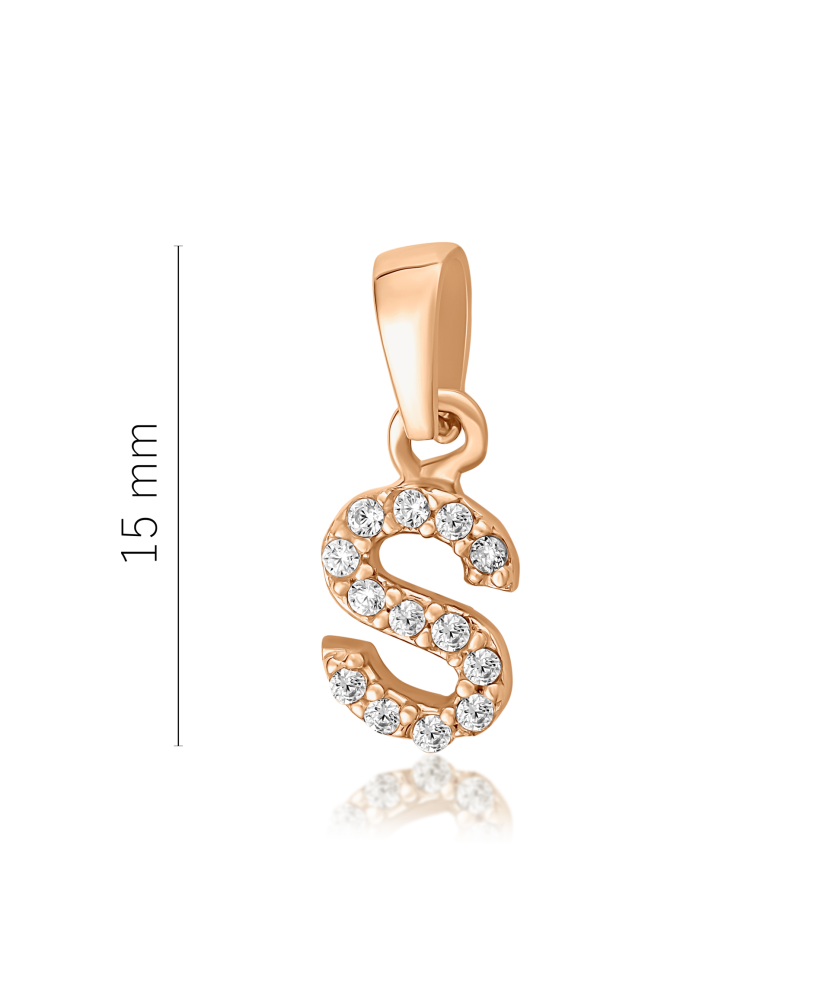 Gold pendant with zircons Letter S