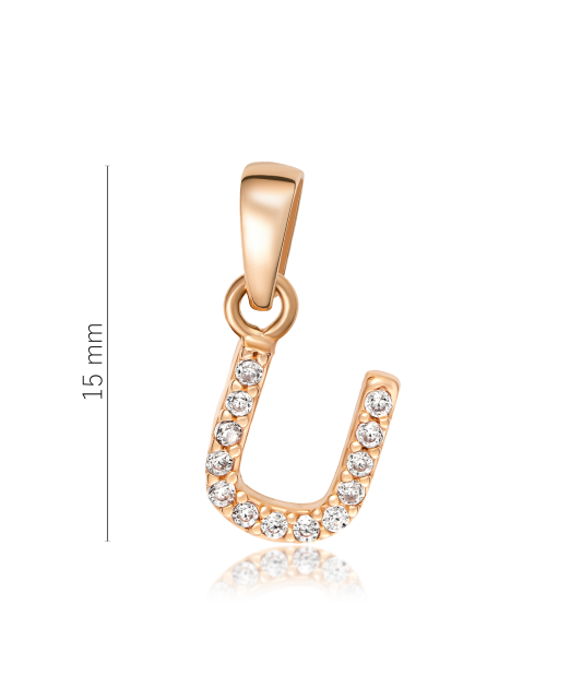 Gold pendant with zircons Letter U