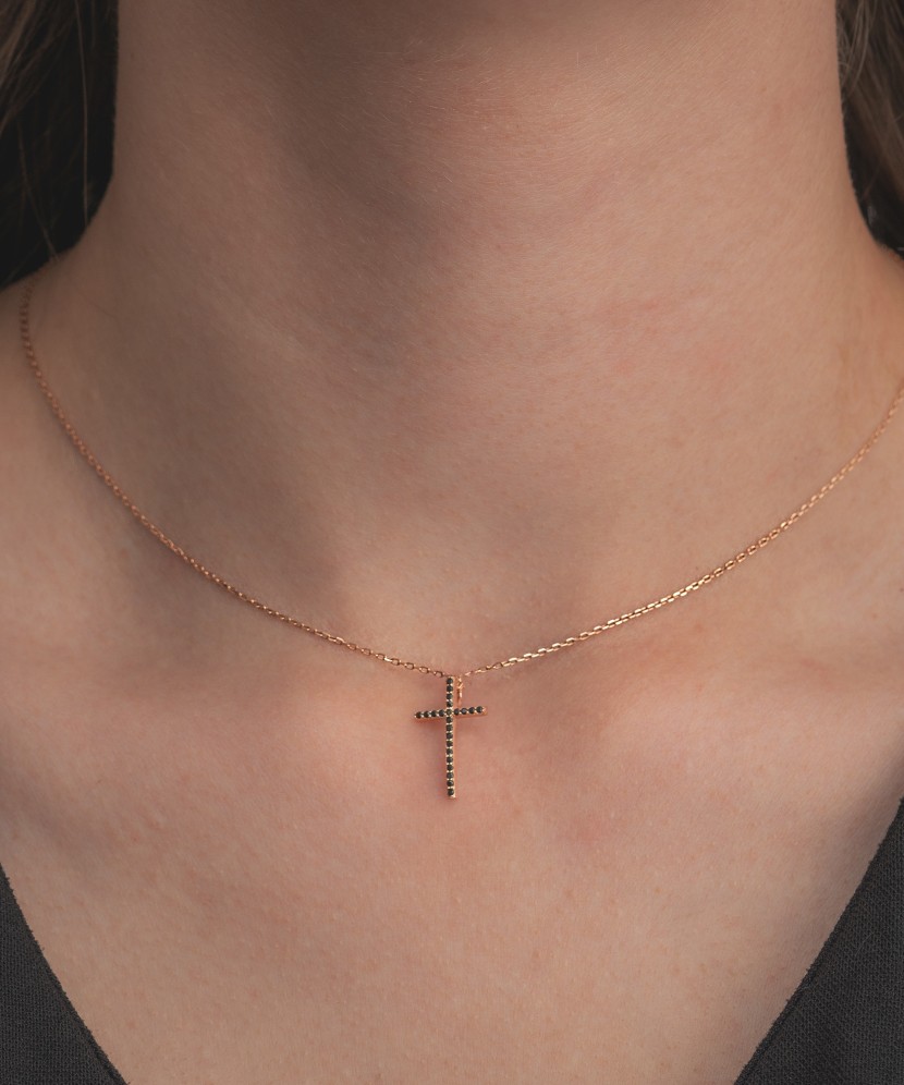 Gold pendant with zircons "cross"