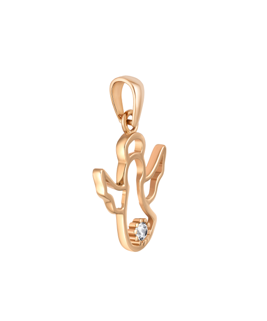 Gold pendant with zirconium "angel"