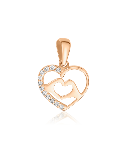 Gold pendant with zircons "heart"