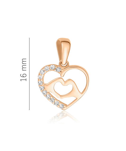 Gold pendant with zircons "heart"