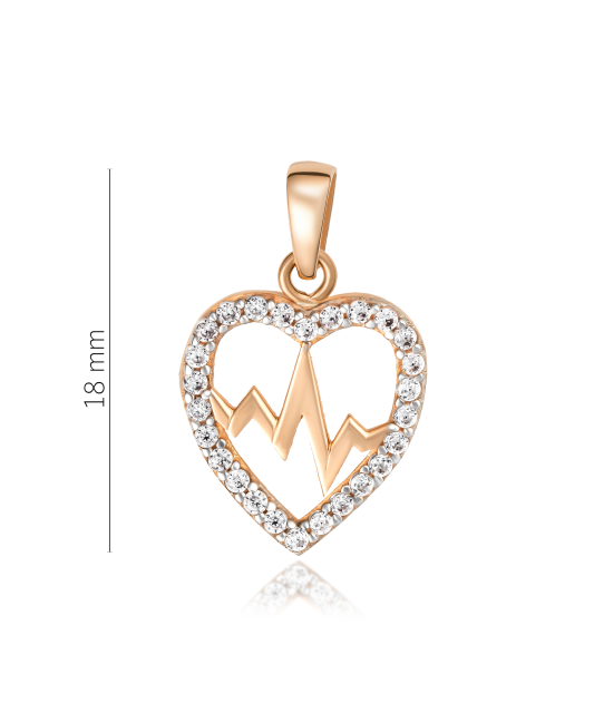 Gold pendant with zircons "heart"