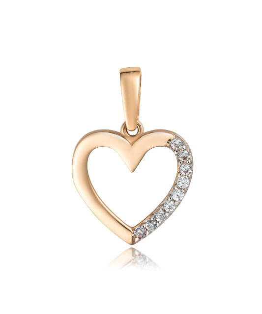 Gold pendant with zircons "heart"