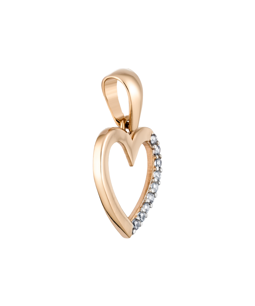 Gold pendant with zircons "heart"