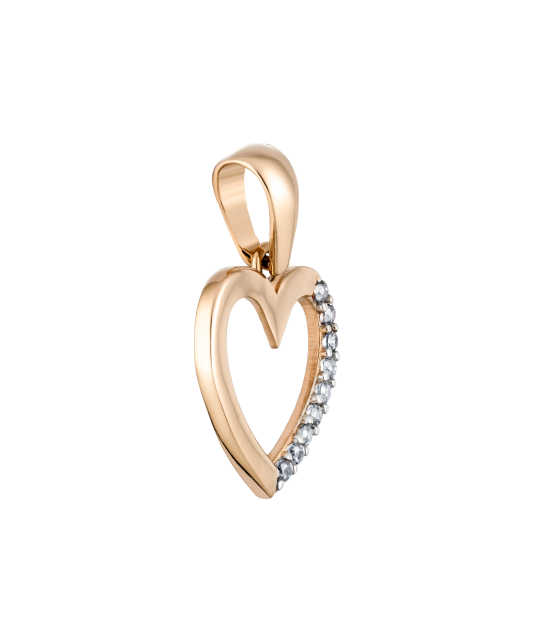 Gold pendant with zircons "heart"
